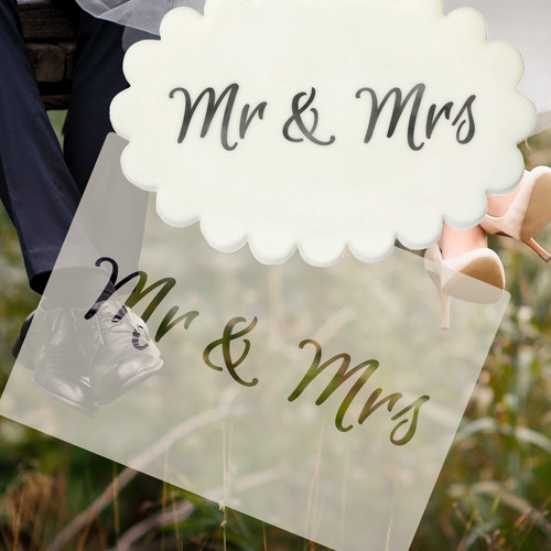 Mrs word stencil wedding - mr,