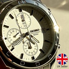 Seiko Chronograph SND187P - Silver White Dial, 40mm Quartz, 50m WR, JDM