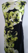 Size 14 Dress Green Black Floral Shift Ruched Side Tie Lined The Collection Debs