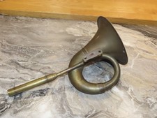 BV460: VINTAGE SMALL BRASS TRUMPET CAR HOOTER ANTIQUE BRASS TRUMPET CAR HORN