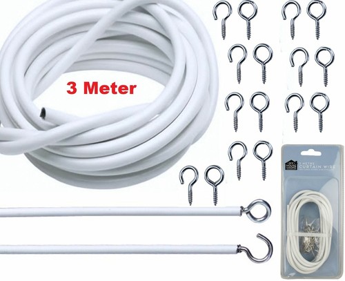 Net curtain wire white - net,