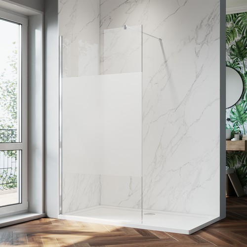 Half frosted walk shower - in,