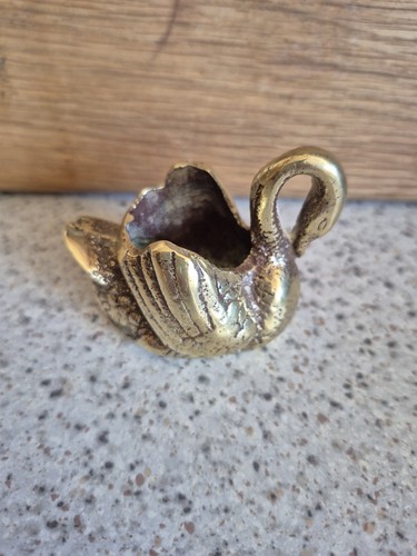 Vintage miniature brass swan - vintage,