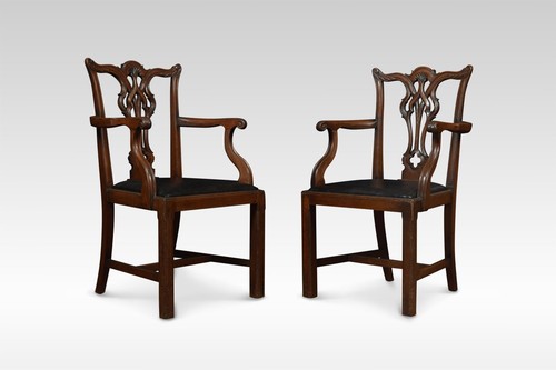 Pair mahogany chippendale - of,
