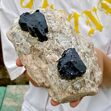 2.6LBNatural Black Tourmaline Quartz Crystal Stone Gem Original Mineral Specimen