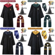 Harry Potter Hogwarts Adult Child Robe Cloak Tie Scarf Har Glasses Wand Costumes