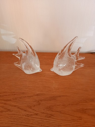 Pair vintage clear art glass - pair,