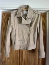 Mango Suede Beige Biker Jacket Size L