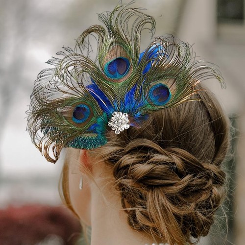 Women peacock feather - peacock, hair