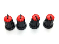 4 Black & Red D-Shaft Pot Knobs for 6mm 270° DJ-TECH BEHRINGER SOUNDCRAFT MIXER