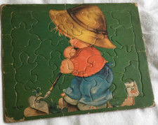 Lot 2 Vtg TRAY JIGSAW PUZZLES for CHILDREN, SIFO GARDEN BOY & MB DIEGO