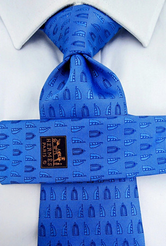 Hermès men blue - blue, silk