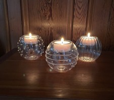Partylite Set of Three Glass Tea Light Holders