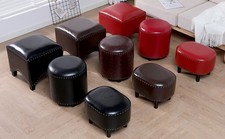 PU Leather Rivet Footstool Footrest Foot Stool Ottoman Pouffe Padded Seat Chair