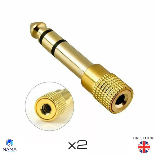 Gold 5mm aux stereo - 2x, 3.5mm