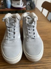 Ladies High Top Vans Excellent Condition Size 3.5 Grey And White 