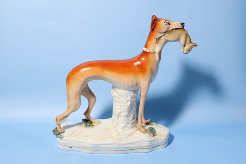 19thc staffordshire greyhound - staffordshire,