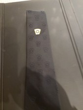 Black Tie with Woven White Masonic Mark Emblem and Discreet Keystone Emblem