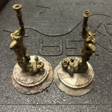 Pair Antique Brass Putti