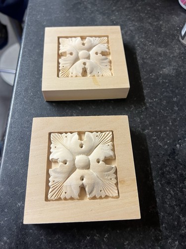Pair wooden carved acanth - pair,
