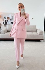 ZARA NEW PINK Double Breasted Blazer Jacket/And MATCHING TROUSER Size  XS Co Ord