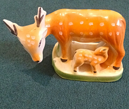 Unmarked ceramic deer fawn - ceramic,