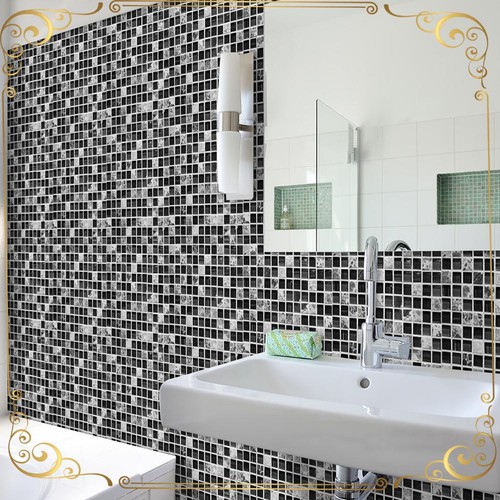 Black mosaic stone - black,