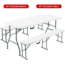 6FT CATERING CAMPING HEAVY DUTY FOLDING TRESTLE TABLE PICNIC BBQ PARTY BENCH