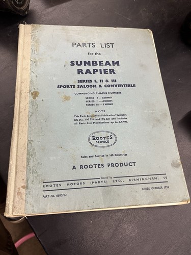 Rootes sunbeam rapier parts - sunbeam/rapier,