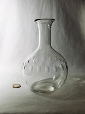 Antique Victorian Glass Wine Carafe Lens Cut Band Large Ideal Xmas Dinner VGC