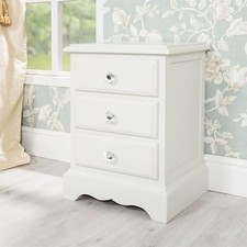 Romance Bedside Table, 3 drawer bedside cabinet, crystal handles ASSEMBLED