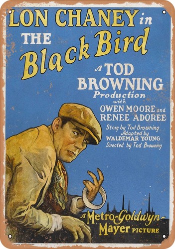 Metal sign black - metal, bird