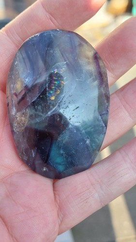 Natural fluorite palm stone - natural,