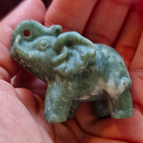 Green jade stone elephant - jade,