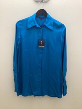 BNWT Ladies Massimo Dutti Bright Blue Satin Blouse, UK Size 8, Tagged