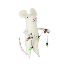 Felt Mouse with Fairy Lights Christmas Decoration Novelty Homeware Accessory