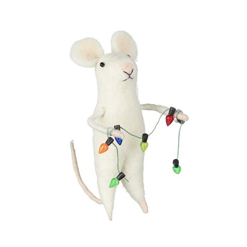 Felt mouse with fairy lights - felt,