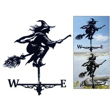 Weather Vane Metal Weathercock Witch Black Large Wind Direction Garden Roof