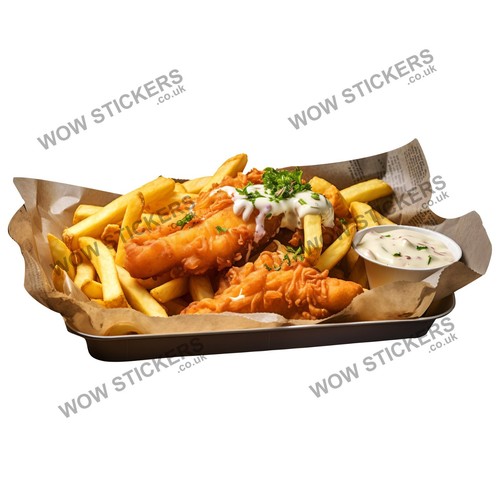 Fish chips sticker - &,