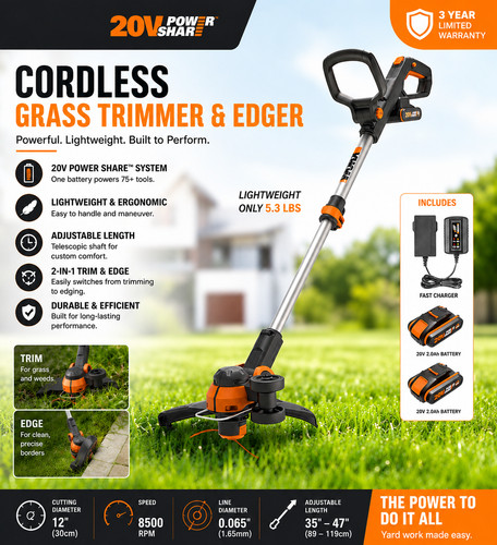 Worx 20v cordless - cordless, grass