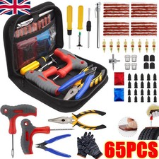 Motorcycle Car Van Tubeless Type Puncture Repair Kit Tire Tool Plug Emergency UK