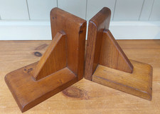 Vintage solid oak bookends, 1930s angular book ends