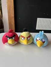 Angry Birds Plush Set Of 3 Red Yellow Blue 4” Excellent Condition