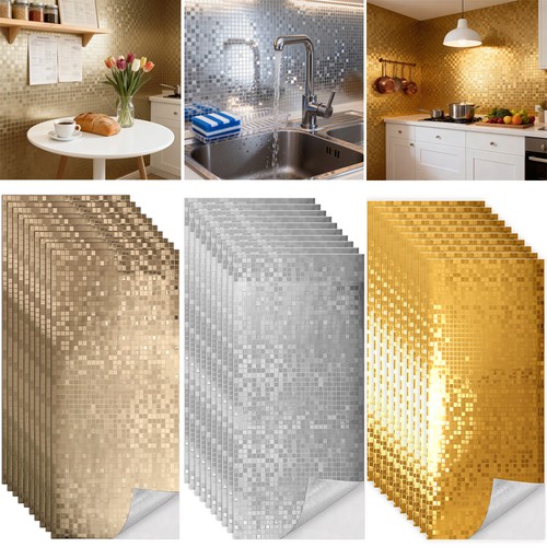 Metallic mosaic stick tiles - metallic, on