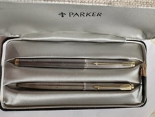 Parker 75 Cisele Sterling Silver Pen & Biro. Spare nib. Pls See Pics & Desc