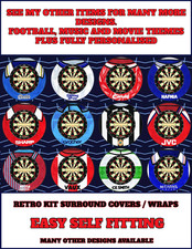 DARTBOARD SURROUND WRAP/COVER - RETRO KIT DESIGN - EASY SELF FIT - PERSONALISED