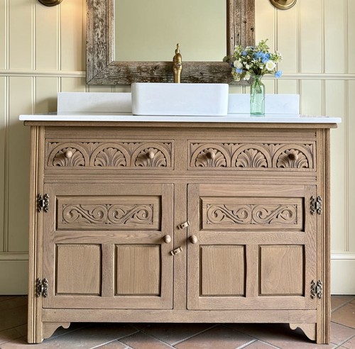 Vintage oak vanity - , unit