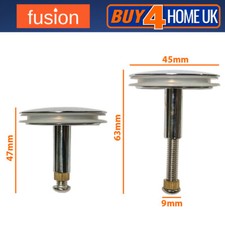 44mm Plug & Adjustable Stem - Chrome Waste Drain Stopper Pop Up Bath Sink (CM01)