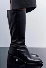Zara black leather tall boots
