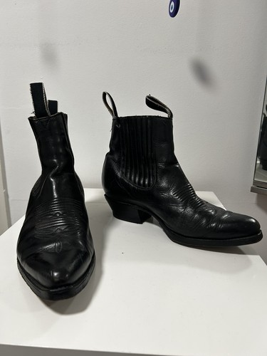 Black leather ankle cuban - ,